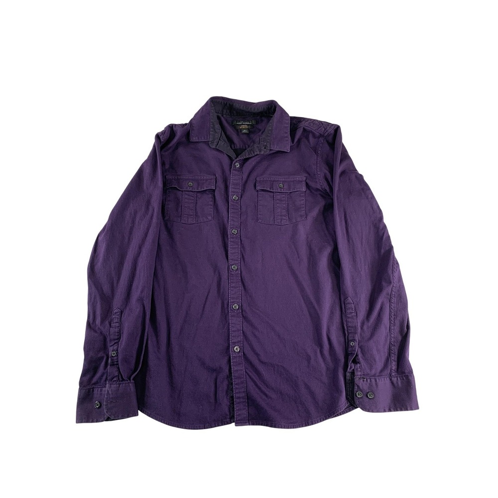 Marc Anthony Shirt Mens Large Purple Stretch Slim Fit Long Sleeve Button Front